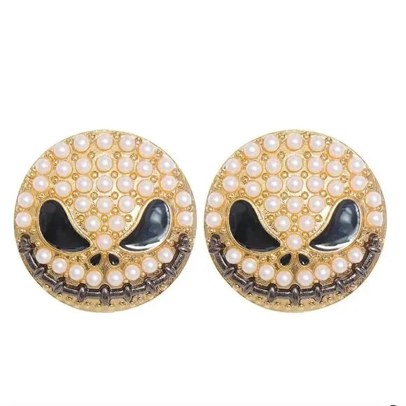 JACK SKELLINGTON PEARL HALLOWEEN EARRINGS - Picture 5 of 9